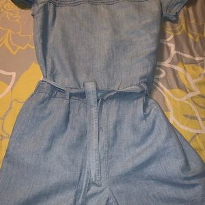 Denim belted romper. Sz 14🦋